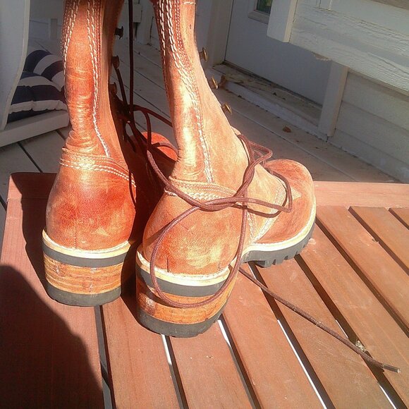 Guess Georges Marciano Distressed Tan Vintage Lug Sole Combat Boots 8 - Picture 4 of 8
